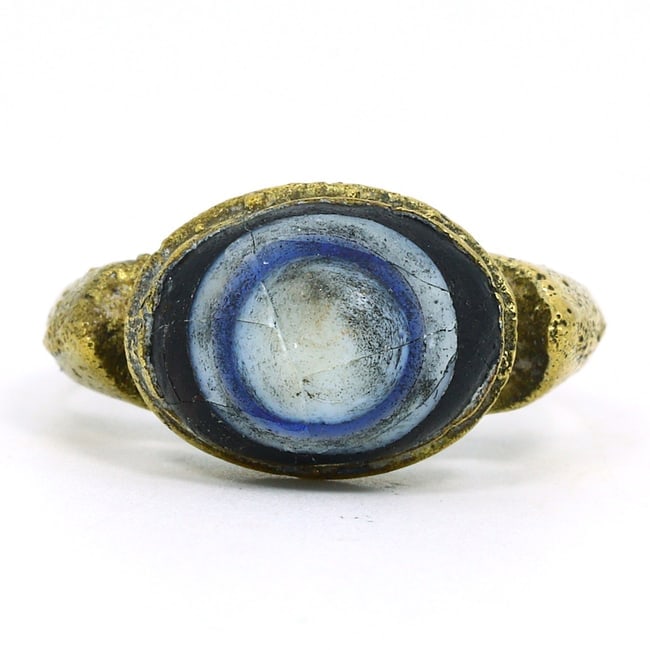 Vintage Styled Gilt Ring with 20th Century Islamic Era Glass Bead (1 of 3)