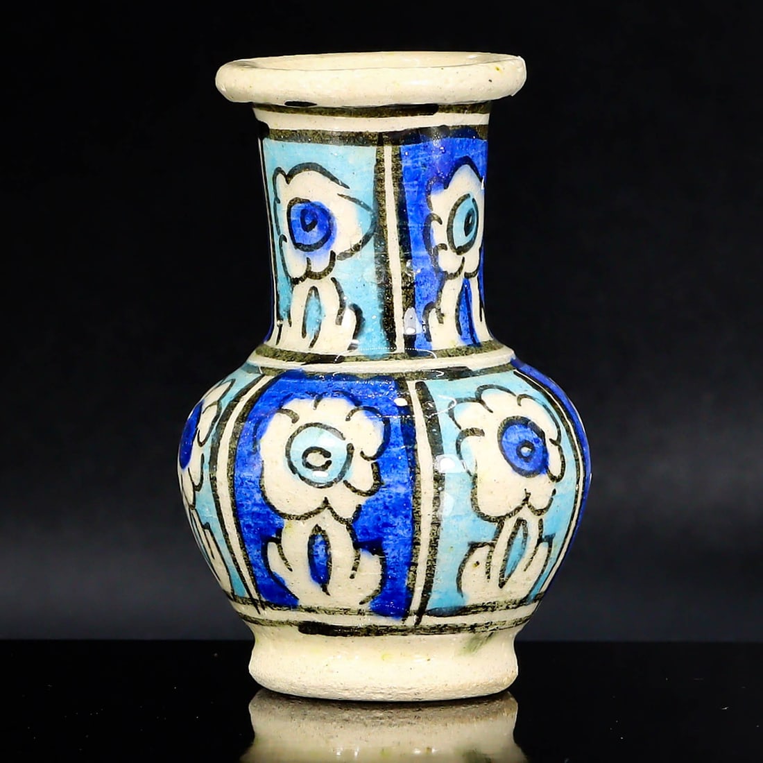 Ceramic Vase with Blue & White Motifs: Persian Qajar Dynasty Inspired Design (1 of 4)