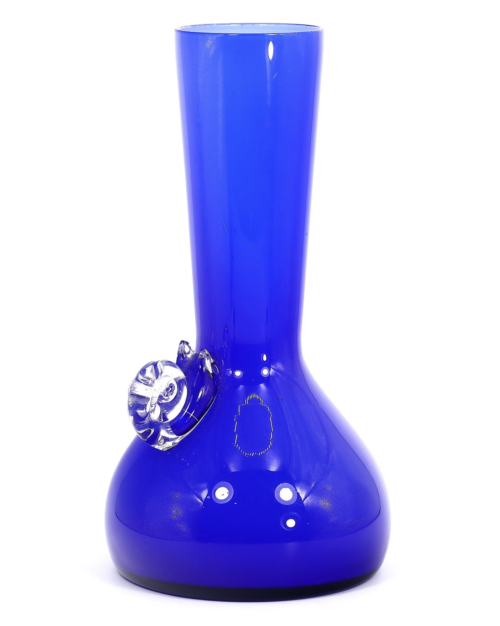 Modernist Cobalt Blue Art Glass Vase: Minimalist Design Accent: Dimension: 19x9cm Weight: 298gram Introduction: This vase is a contemporary interpretation of minimalist design principles, executed in a stunning cobalt blue glass. Its sleek, modernist form eschews 