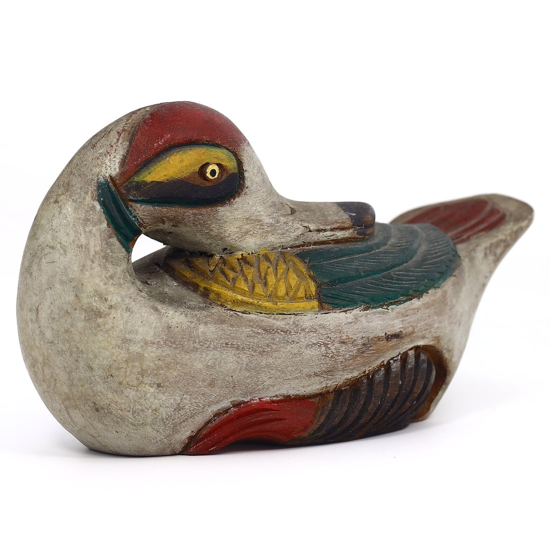Mid-Century Carved Wooden Duck Decoy, Artisan Crafted Folk Art (1 of 4)