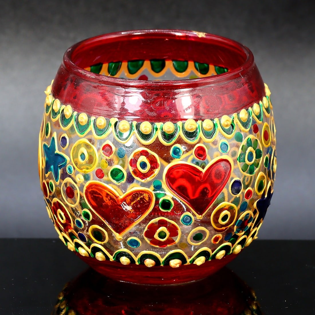 Colorful Millefiori Murano Glass Tea Light Holder: Contemporary Venetian Art (1 of 3)