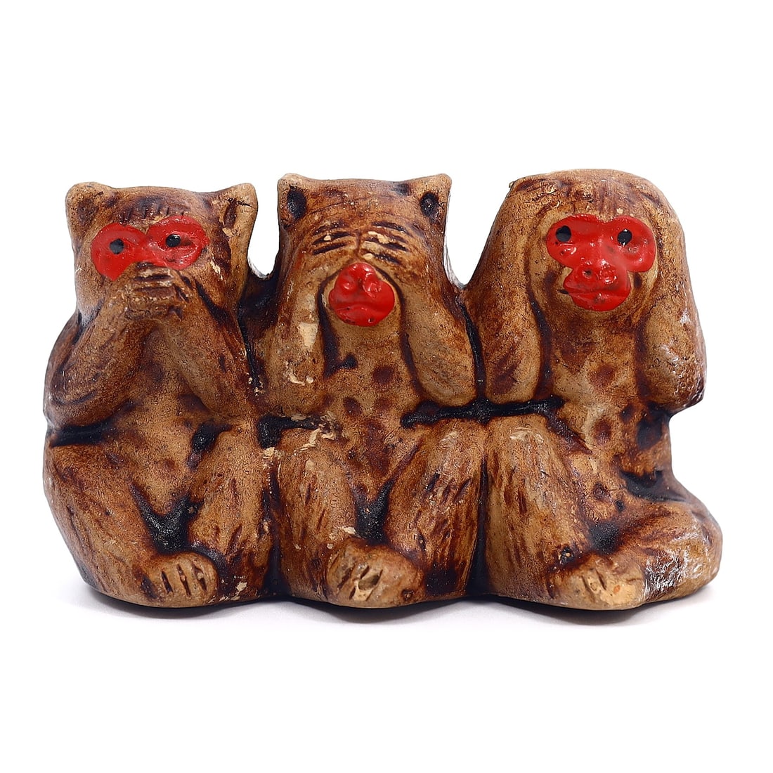 Japanese Meiji-Inspired Three Wise Monkeys Figurine: Symbolism in Miniature Form (1 of 3)