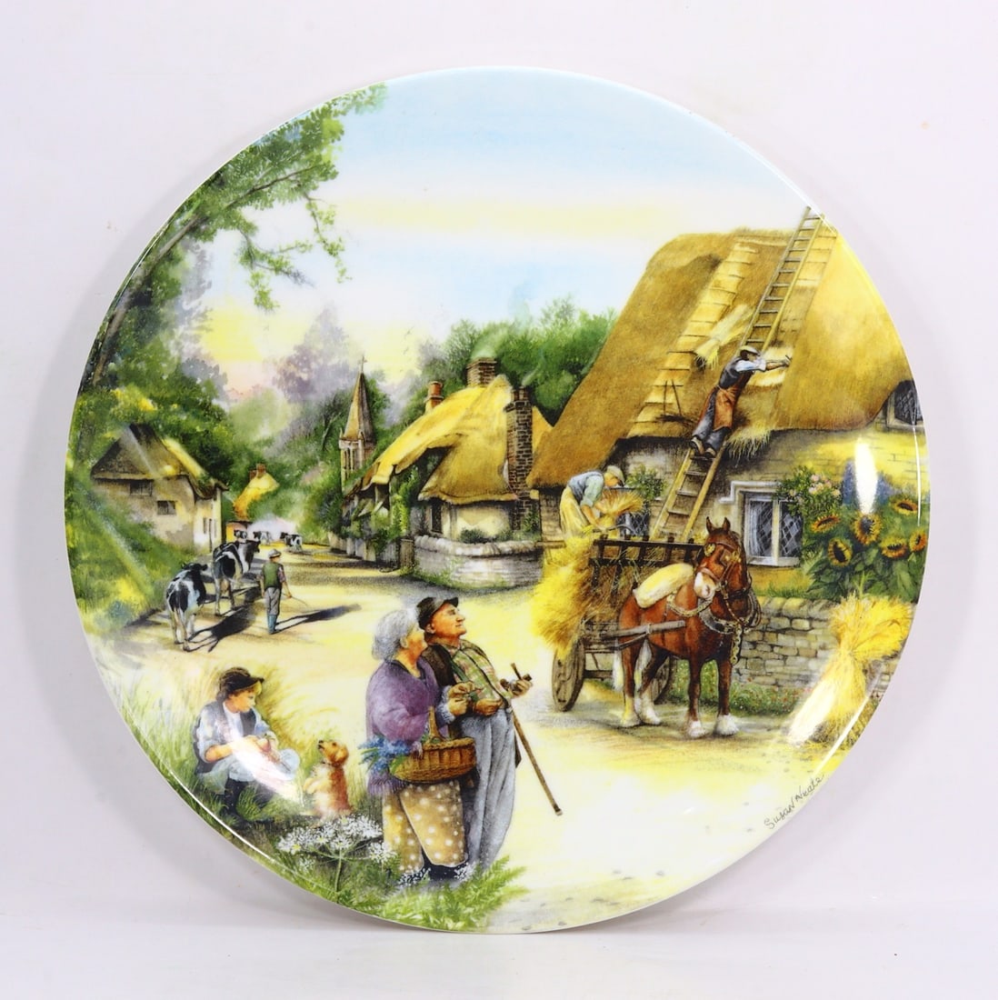 Old Country Crafts Immortalized on Royal Doulton's 'The Thatcher' Plate by Susan Neale, 1990 (1 of 3)