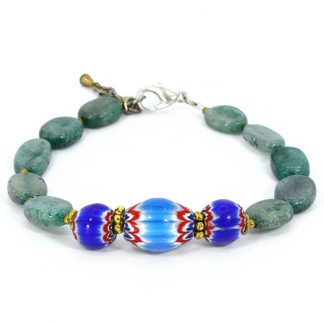Eclectic Chevron Bead Bracelet: A Symphony of Antique Beads and Gemstones: Dimension: 8" inches Weight: 14gram Introduction: This bracelet, an artful composition of antique chevron beads and colored gemstones, represents a mosaic of cultures. Each bead, with its own history 
