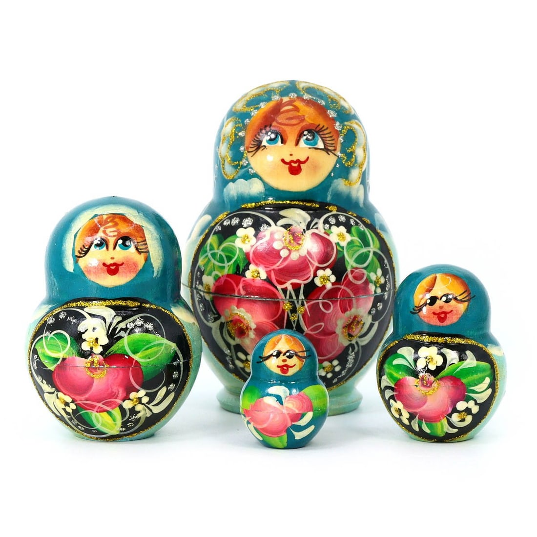Russian Matryoshka Nesting Doll Set: Hand-Painted Folk Art: Dimension: 3-8 cm Weight: 42 gram Introduction: This charming set of contemporary Russian Matryoshka dolls is a vibrant celebration of folk art. Each doll, ranging from petite to palm-sized, is hand-p