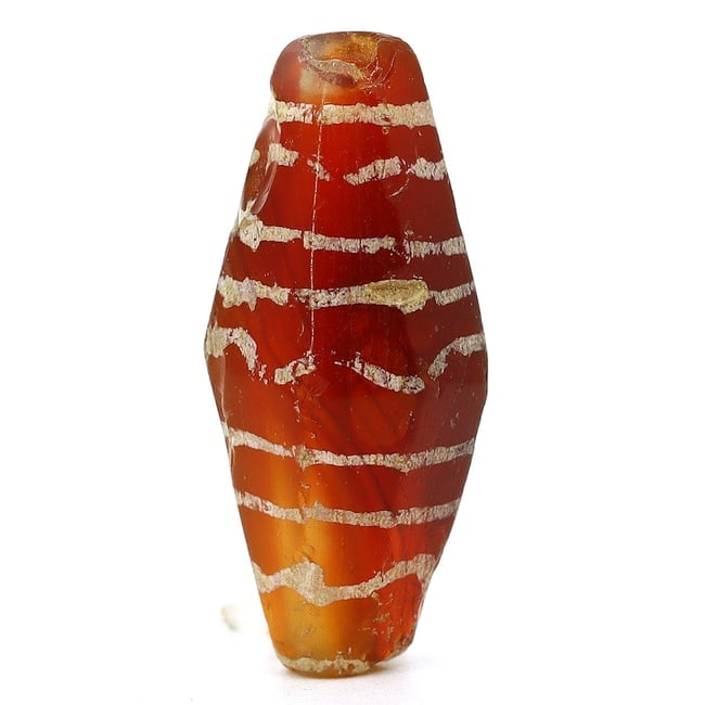 Ancient Etched 9 Stripes Carnelian Bead: Legacy of Indus Valley Civilization (2600-1900 BC) (1 of 4)