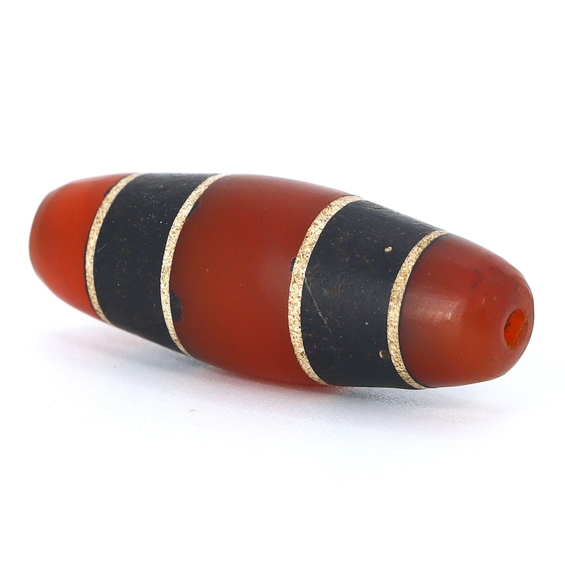 Ancient Etched Striped Carnelian Bead: A Glimpse of the Silk Route Legacy (Medieval / Dynasty Ming) (1 of 4)