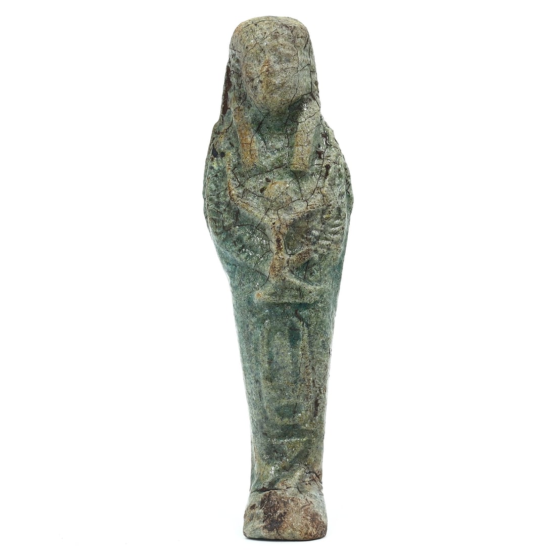 Exquisite Ancient Egyptian Faience Ushabti: Testament to Traditions of the Late Period (664-332BC): Dimension: 90x25mm Rarity Level: Extremely Rare Considering its exquisite craftsmanship from the Late Period of ancient Egypt and the significance of Ushabti figurines in the realm of Egyptian afterli