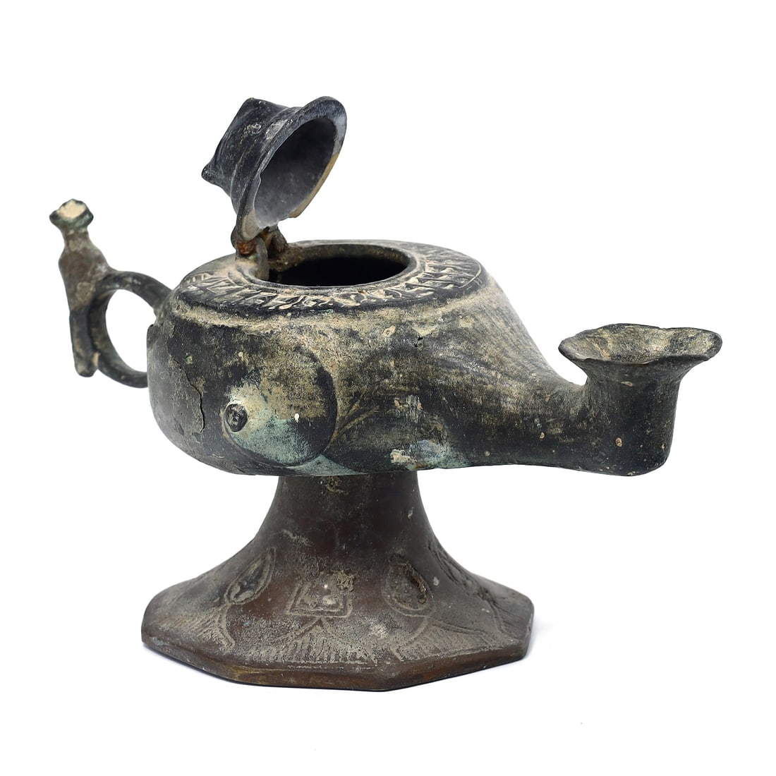 Ancient Islamic Seljuk Bronze Oil Lamp: Pinnacle of Medieval Craftsmanship (11th-12th Century AD) (1 of 5)