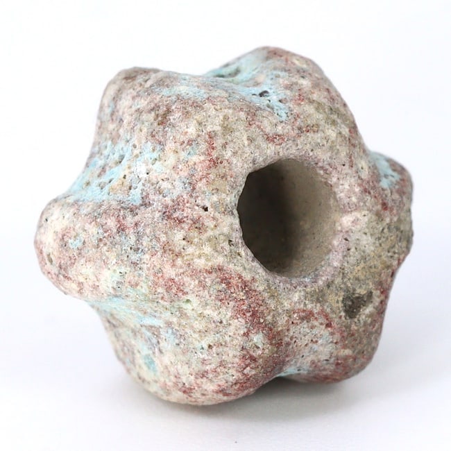 Ancient Melon-Shaped Faience Bead: Pinnacle of New Kingdom Artistry (1550-1077BC) (1 of 4)