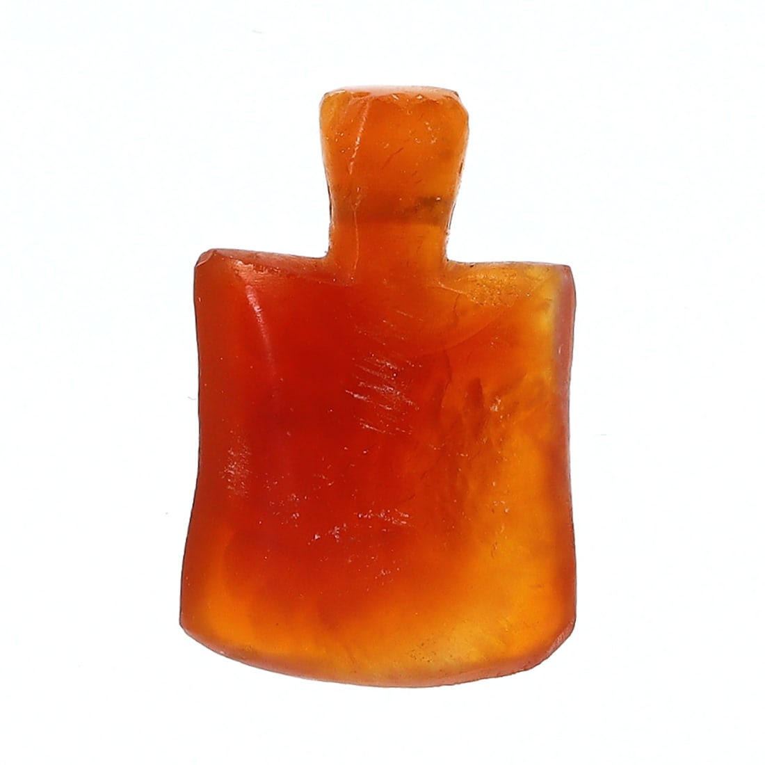 Exceptional Taxila Gandhara Carnelian Axe Sword Bead (300-500 AD): Dimension: 19x12mm Introduction: Explore the grandeur of ancient Taxila within the Gandhara civilization through this striking carnelian axe-shaped bead, dated between 300 and 500 AD. This artifact ex
