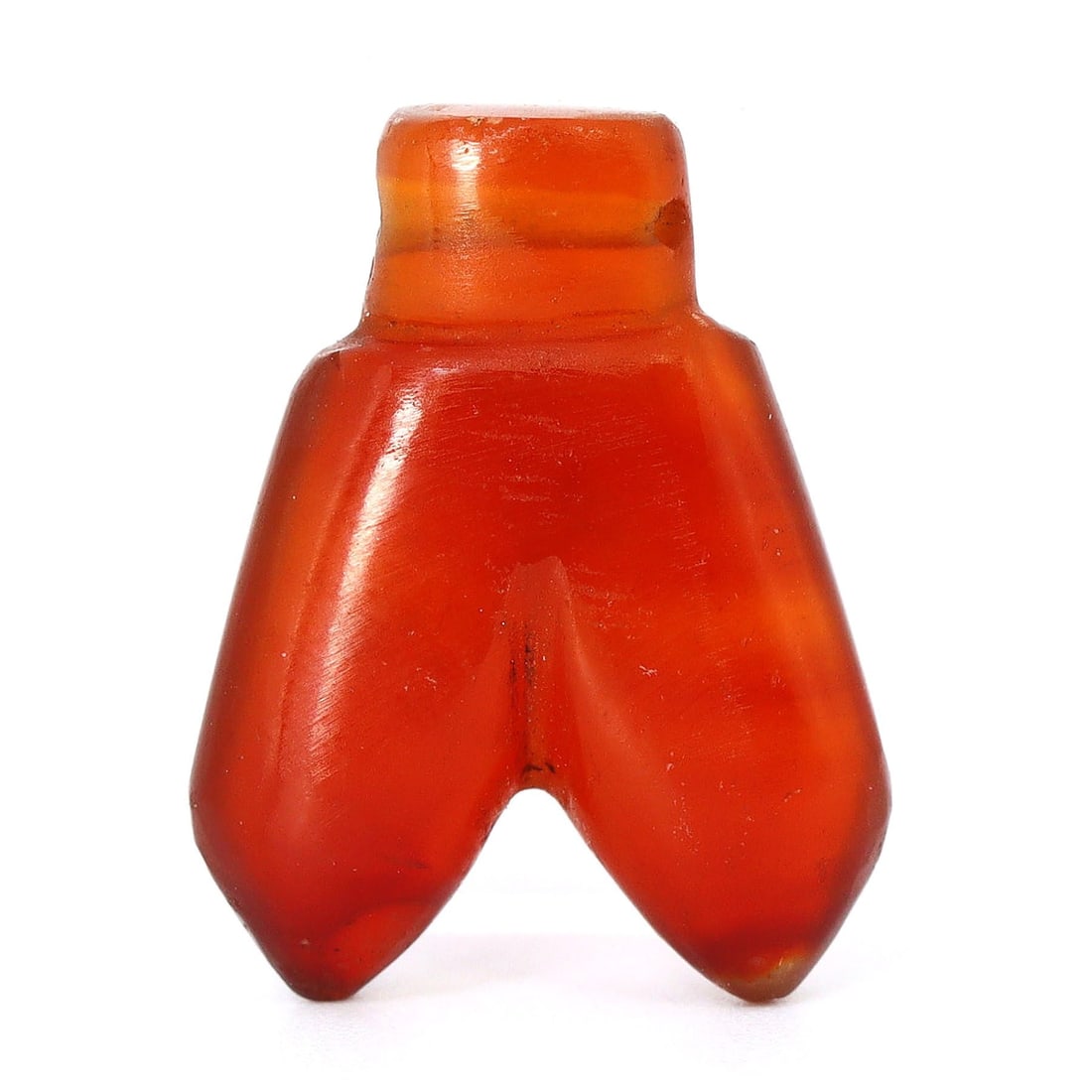 Stunning Gandhara Civilization Carnelian Trousers Bead (100-300 AD): Dimension: 18x14mm Introduction: Step back into the rich tapestry of history with this resplendent carnelian bead from the Gandhara civilization, dated between 100 and 300 AD. This exceptional artifac