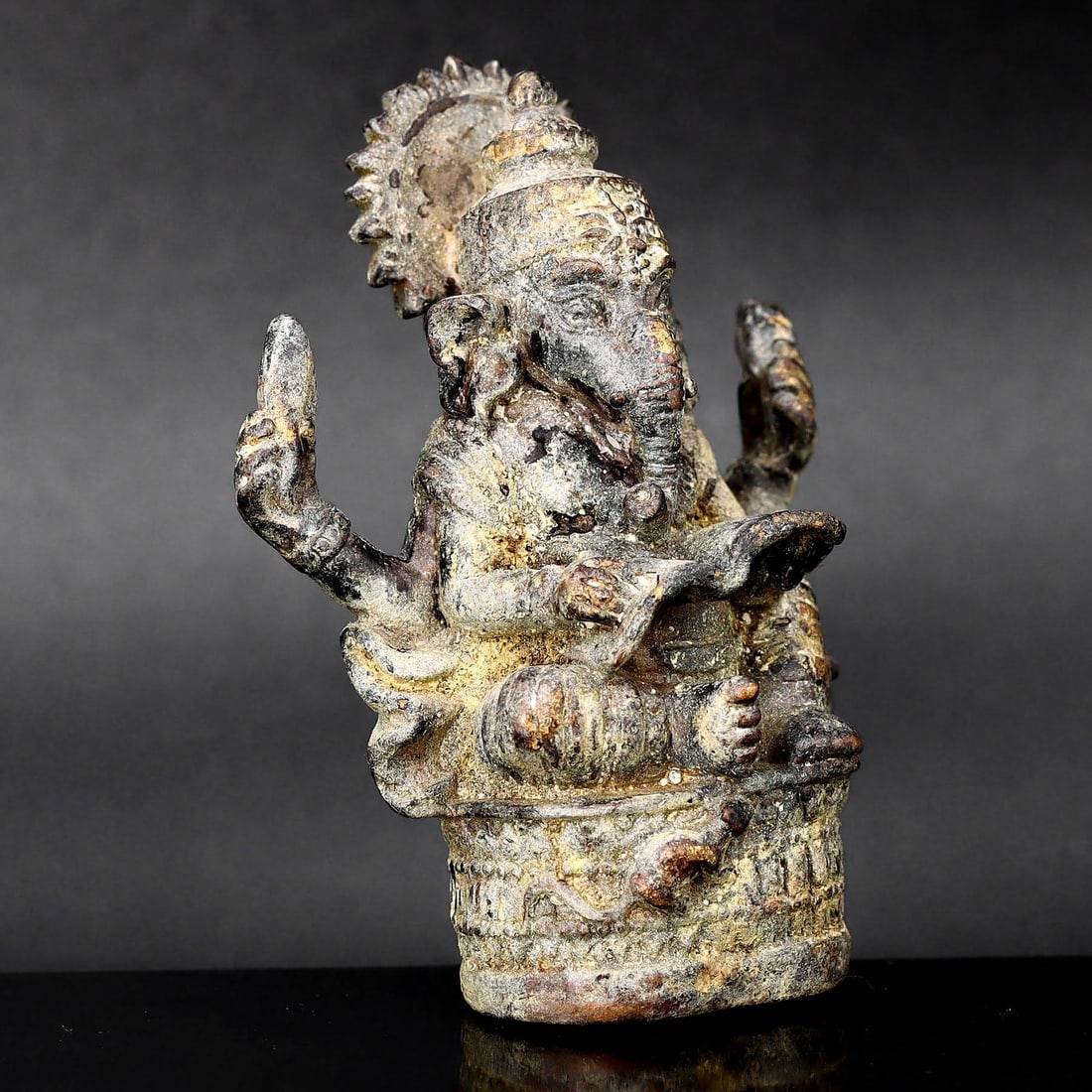 Antique South Asian Metal Ganesha Statue with Ancient Patina (10th-12th Century AD) (1 of 3)