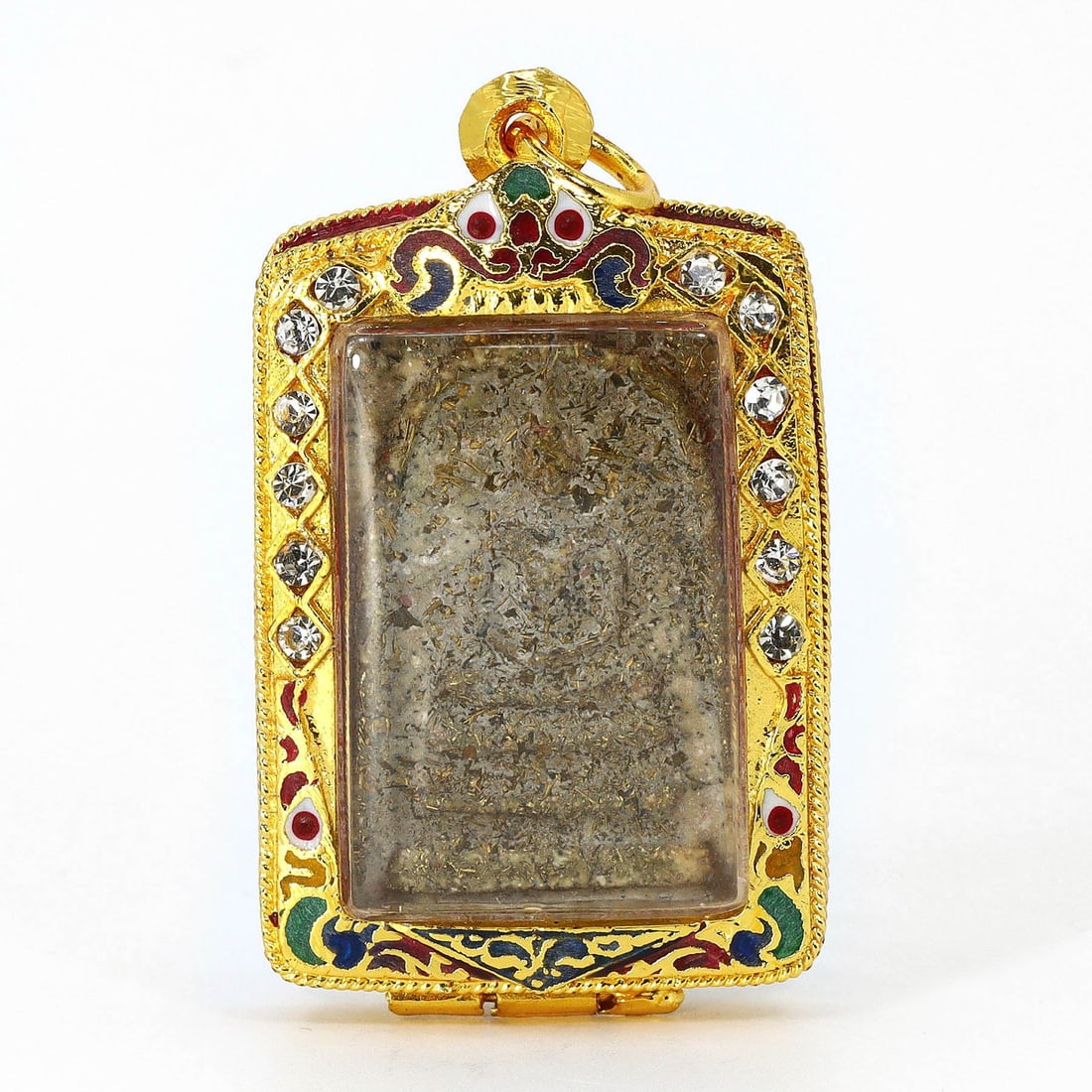 Antique Southeast Asian Buddha Amulet in Vintage Thai Casing (circa early 20th Century): Dimension: 55x35mm Rarity Level: Highly Rare Given its antique grade and the distinctiveness of the vintage Thai casing, this Buddha amulet is a unique representation of Southeast Asian spiritual art 