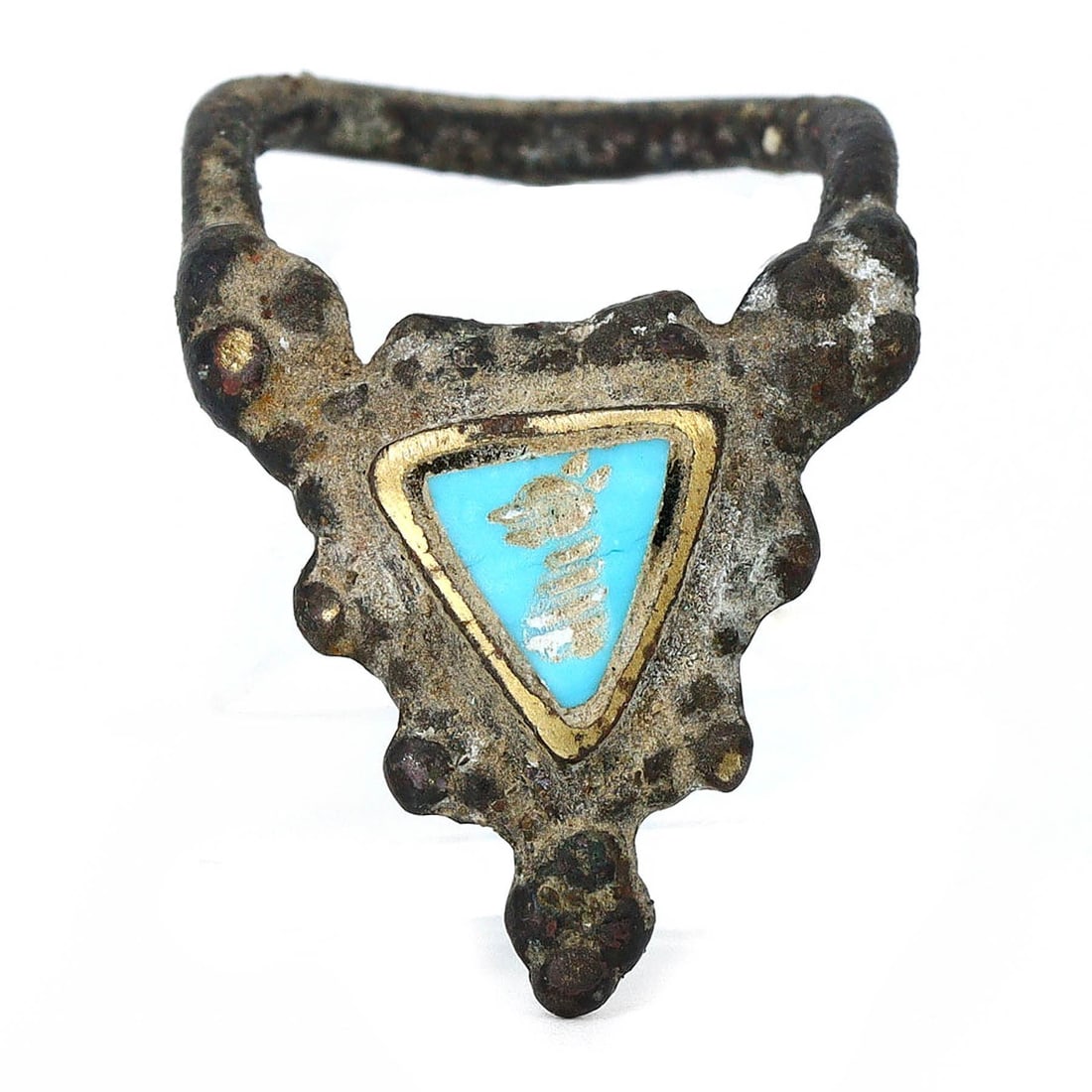 Byzantine Bronze Signet Ring with Enamel, Circa 9th-11th Century AD (1 of 6)