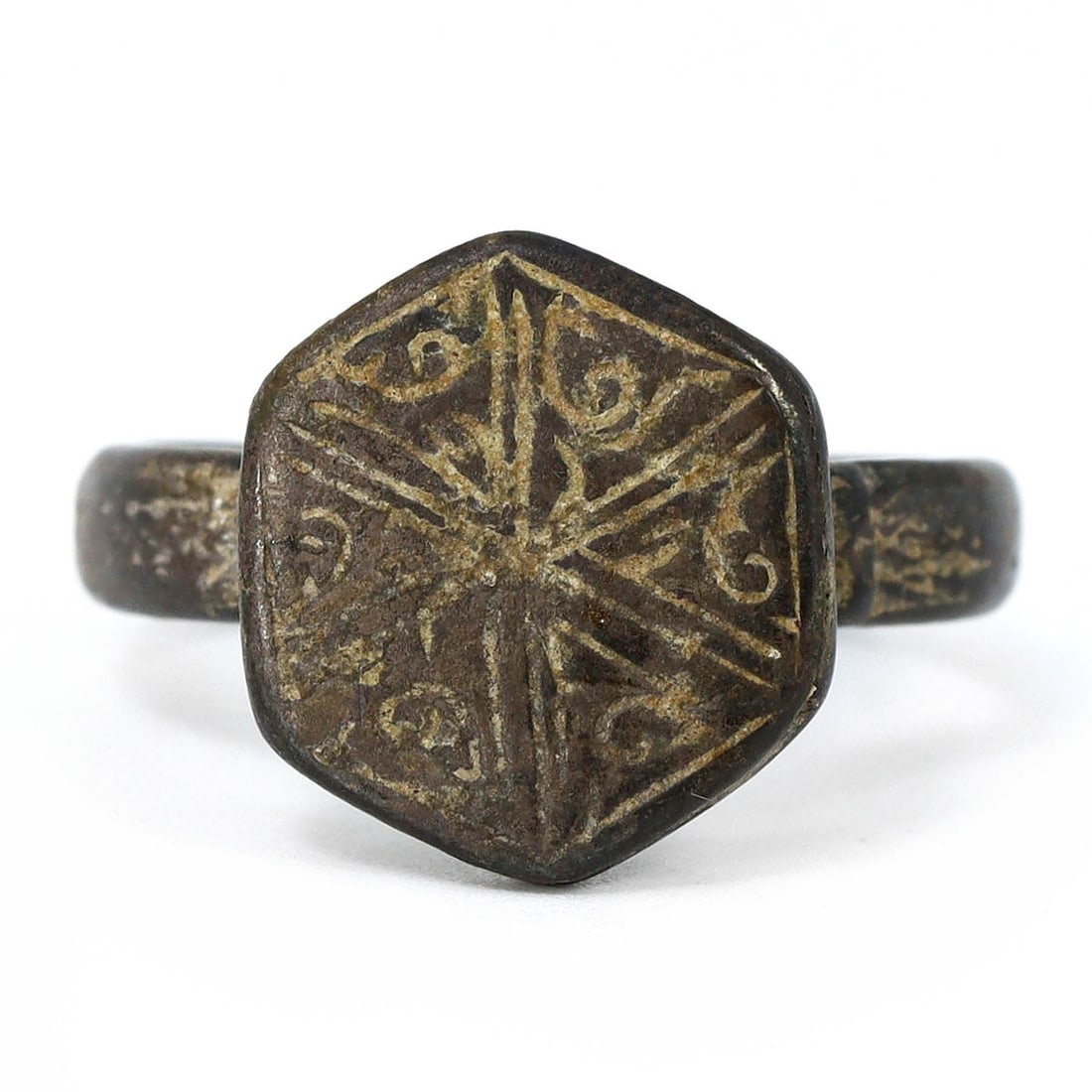 Ancient Hittite Bronze Signet Ring with Solar Motif (1400-1200 BC) (1 of 3)