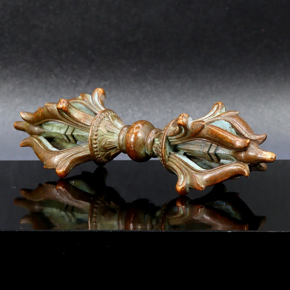 Elegant Bronze or Brass Floral Buddhist Ritual Vajra in Southeast Asian Style (1 of 3)