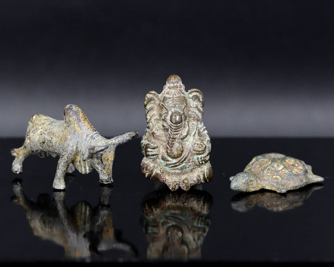 Vintage-Style Miniature Bronze Animal and Deity Figurines (1 of 2)