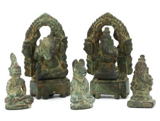 Group of 5 Tibetan & Asian Antique Bronze Figurines (1 of 2)