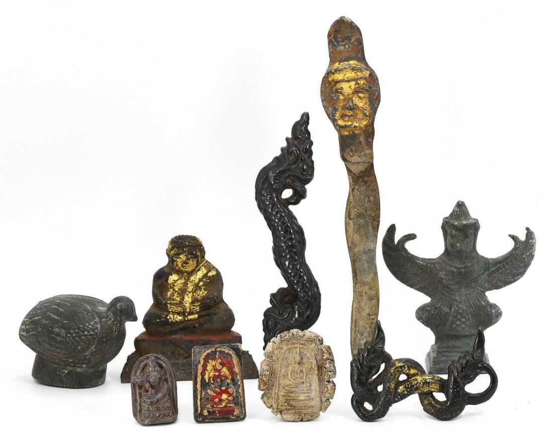 Group of 9 Asian Ritual Bronzes and Terracotta Idols (1 of 2)
