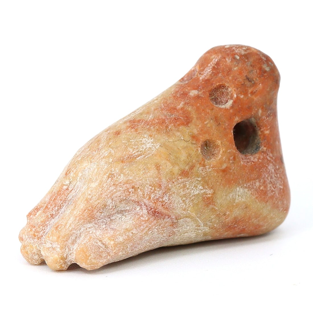 Ancient Coptic Diorite Foot Amulet from Byzantine Egypt, 4th-6th Century AD: This ancient relic is a remarkable Coptic foot form amulet originating from Byzantine Egypt during the 4th to 6th centuries AD. Carved from diorite, it measures approximately 4x2cm (1.6x0.8 inches). T