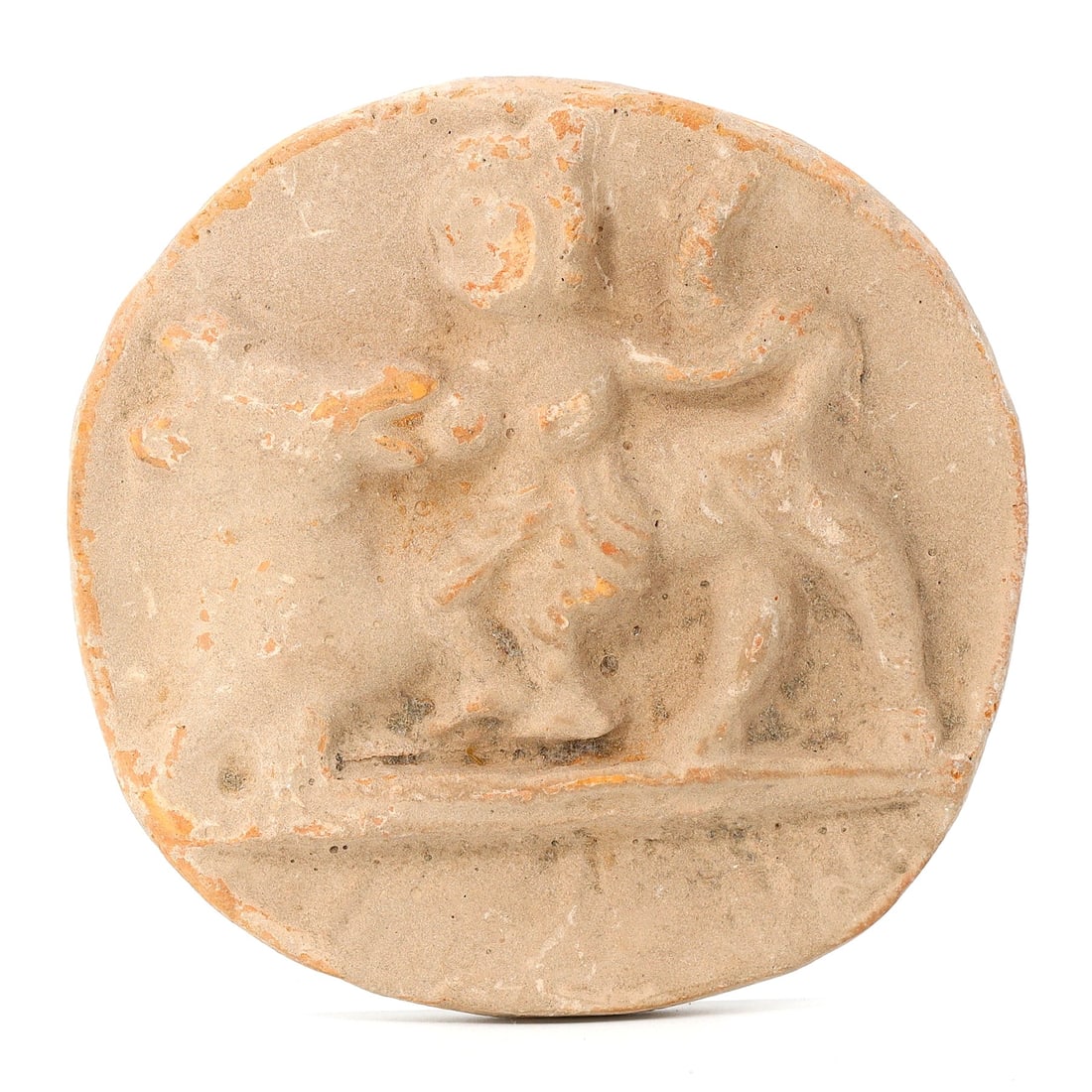 Greek Terracotta Disc with Relief of Man Riding Horse (5th-4th Century BC) (1 of 3)