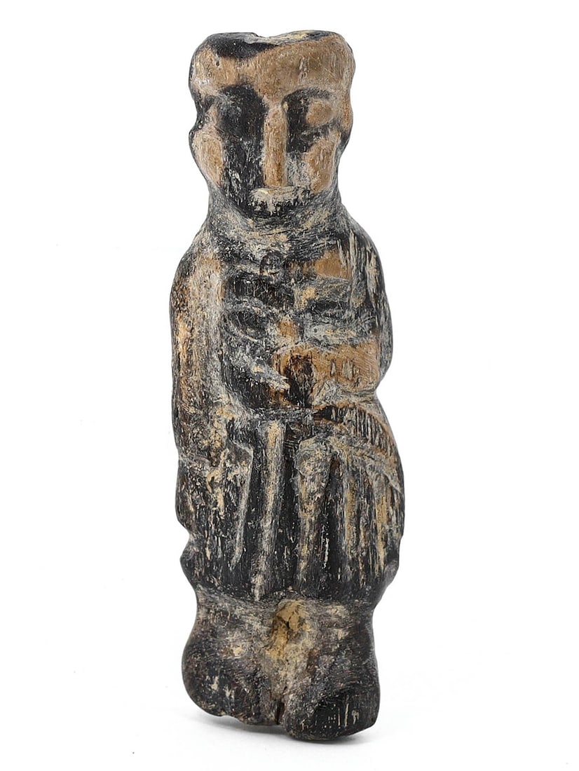 Byzantine Egyptian Wooden Coptic Idol Figurine (8th-12th Century AD): This ancient Coptic idol figurine, hailing from the Byzantine era in Egypt during the 8th to 112th centuries AD, is a remarkable piece of history. Crafted from wood and measuring 7.5x2.5x1.5cm (2.95x0