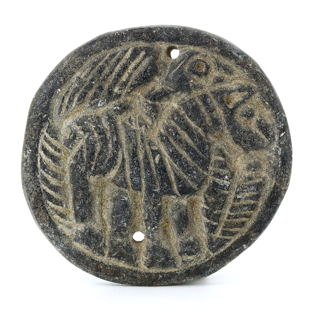 Neo-Hittite Black Steatite Disk with Lion-Hunt Orthostat Relief (9th-7th Century BC) (1 of 2)