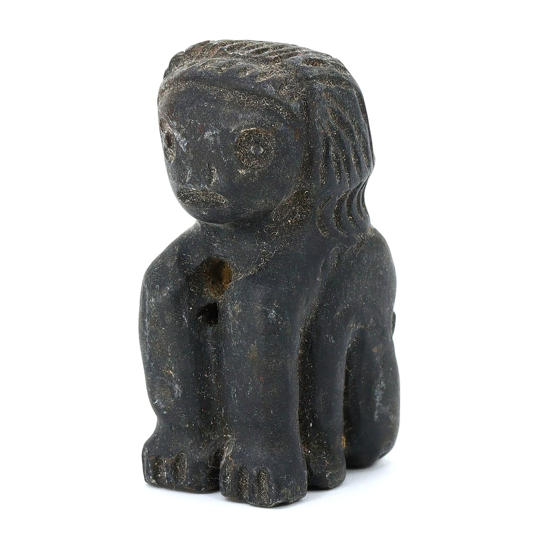 Near Eastern Chlorite Schist Ancient Girl Sitting Votive Figure (3rd-1st Millennium BC) (1 of 3)