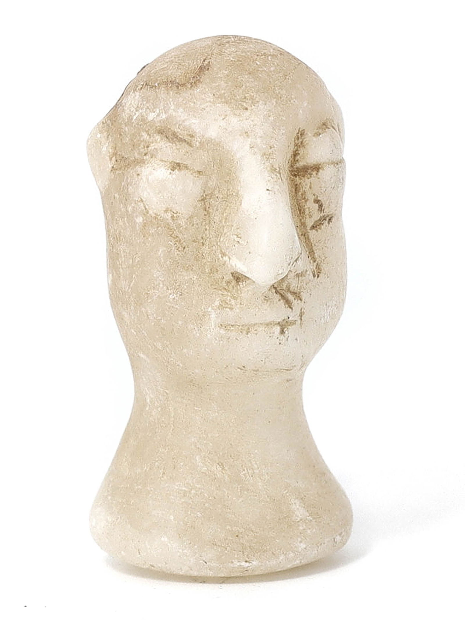 Bactria-Margiana Alabaster Male Idol Head Sculpture, 3rd – 2nd millennium BCE (1 of 3)