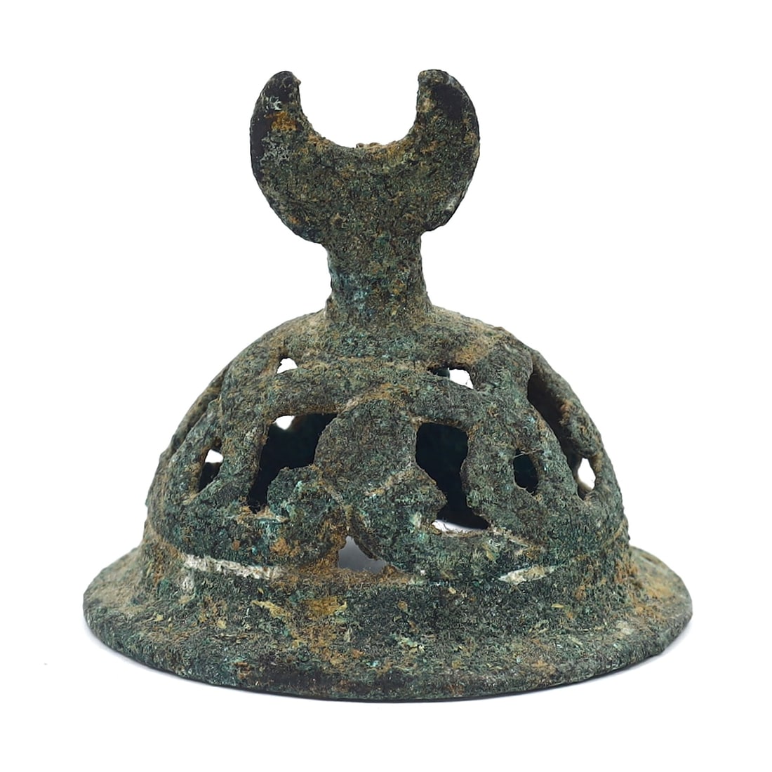 Islamic Seljuk Bronze Lamp Oil Lid with Crescent Lunar Symbol (11th-13th Century AD) (1 of 3)