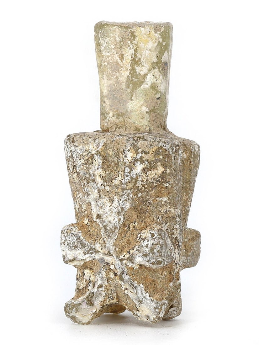 Egyptian Tulunid-Fatimid Era Molar Flask, 9th-10th Century Glass Art (1 of 4)