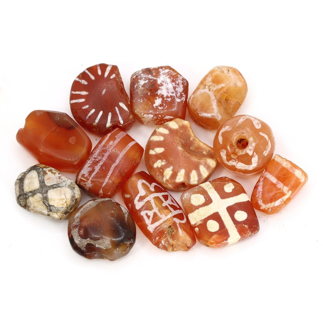 Ancient Western Asiatic Etched Carnelian Beads Collection (3rd-2nd Millennium B.C.) (1 of 1)