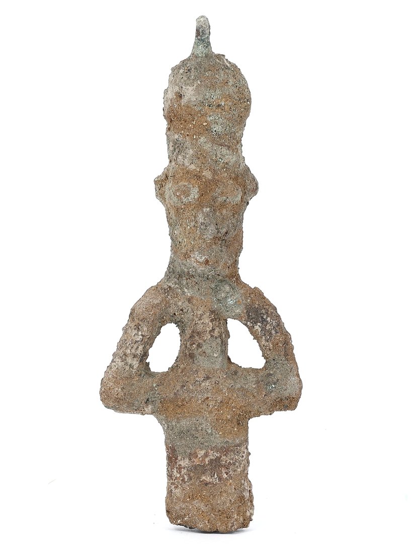 Ancient Canaanite Bronze Deity Figurine in Ritual Pose (2000-1500 BCE) (1 of 3)