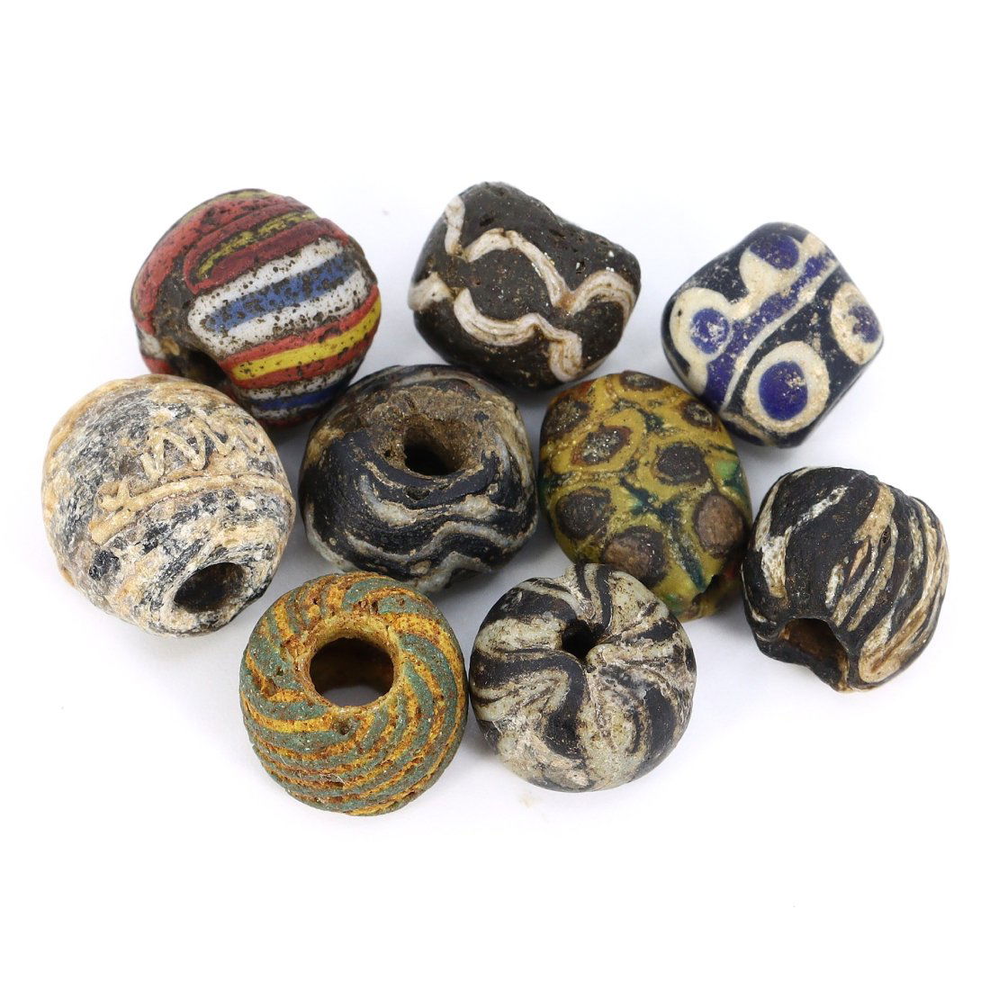 Group of 9 Hellenistic-Roman Mosaic Glass Beads (circa 323 BC - 31 BC) (1 of 1)