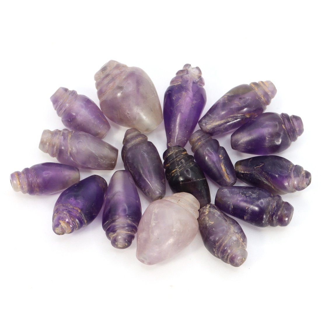 Group of 16 Ancient Carved Conch Shape Amethyst Amulets from Islamic Art (1 of 1)