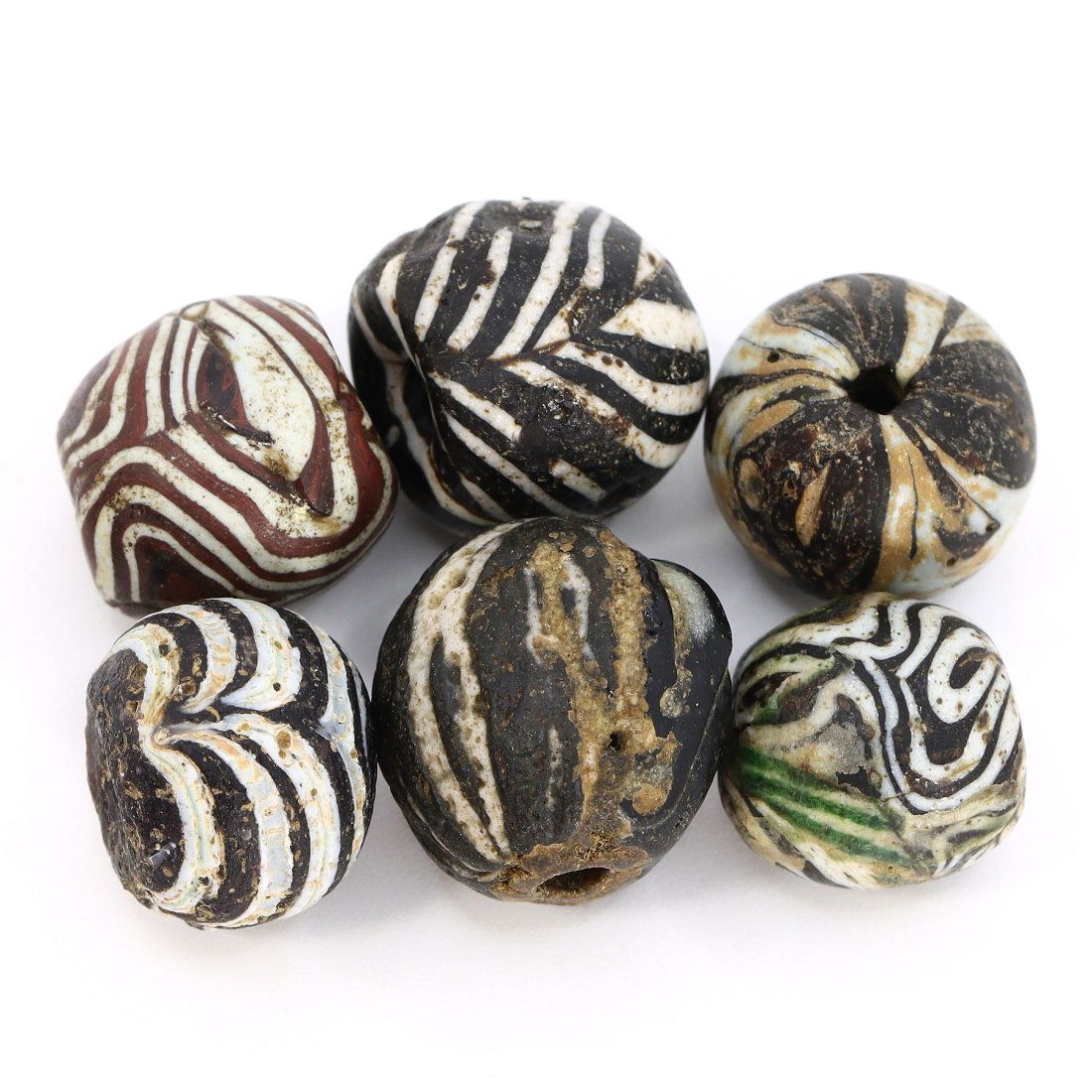 Group of 6 Hellenistic-Roman Mosaic Glass Beads (circa 323 BC - 31 BC) (1 of 1)