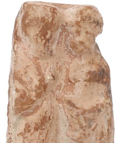 Ancient Painted Terracotta Couple Idol, Pakistan 4th-5th Century AD: Presenting a profound relic of ancient Pakistan, this painted terracotta idol, dating back to the 4th-5th century AD, measures 6.5x3x1.5 cm. The artifact showcases a couple, intimately depicted in ter