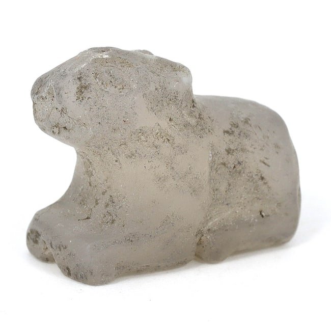 Byzantine Egypt Coptic Chalcedony Lion Cub Amulet (330-640 AD): This exquisite chalcedony amulet, expertly carved into the form of a lion cub, dates back to Byzantine Egypt, measuring approximately 0.79x0.59x0.39 inches (2x1.5x1 cm). The craftsmanship of the piece