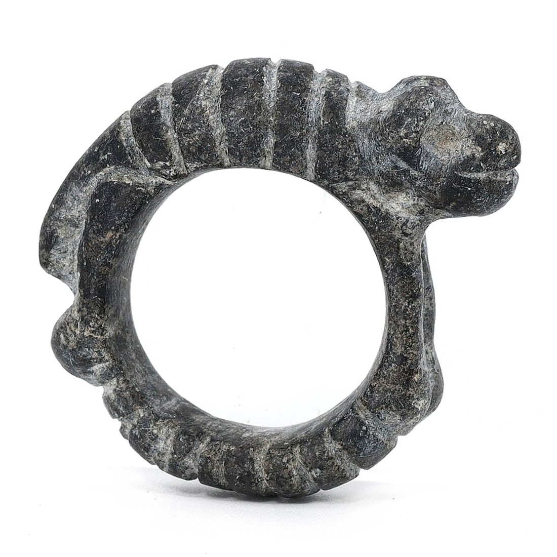 Near Eastern Coptic Art Ancient Steatite Animal Motif Amulet Ring (4th-7th Century AD): This unique amulet ring, made from steatite, features intricate animal motifs and belongs to the Near Eastern Coptic art tradition. Dating back to the 4th-7th century AD, this ring has dimensions of 4