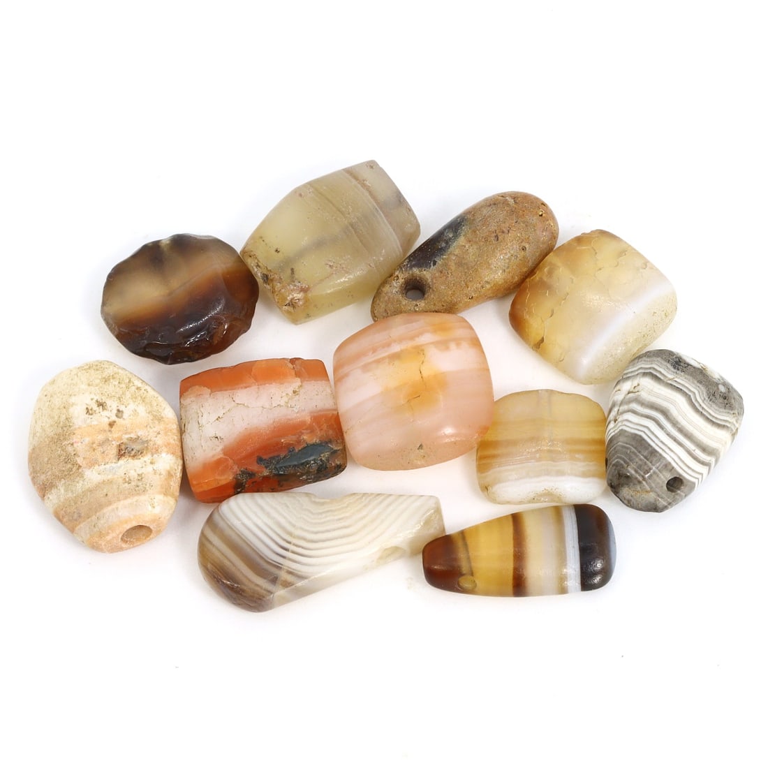 Ancient Banded Agate Amulet Collection (8-18mm, 11pcs, Parthian-Roman Era) (1 of 1)