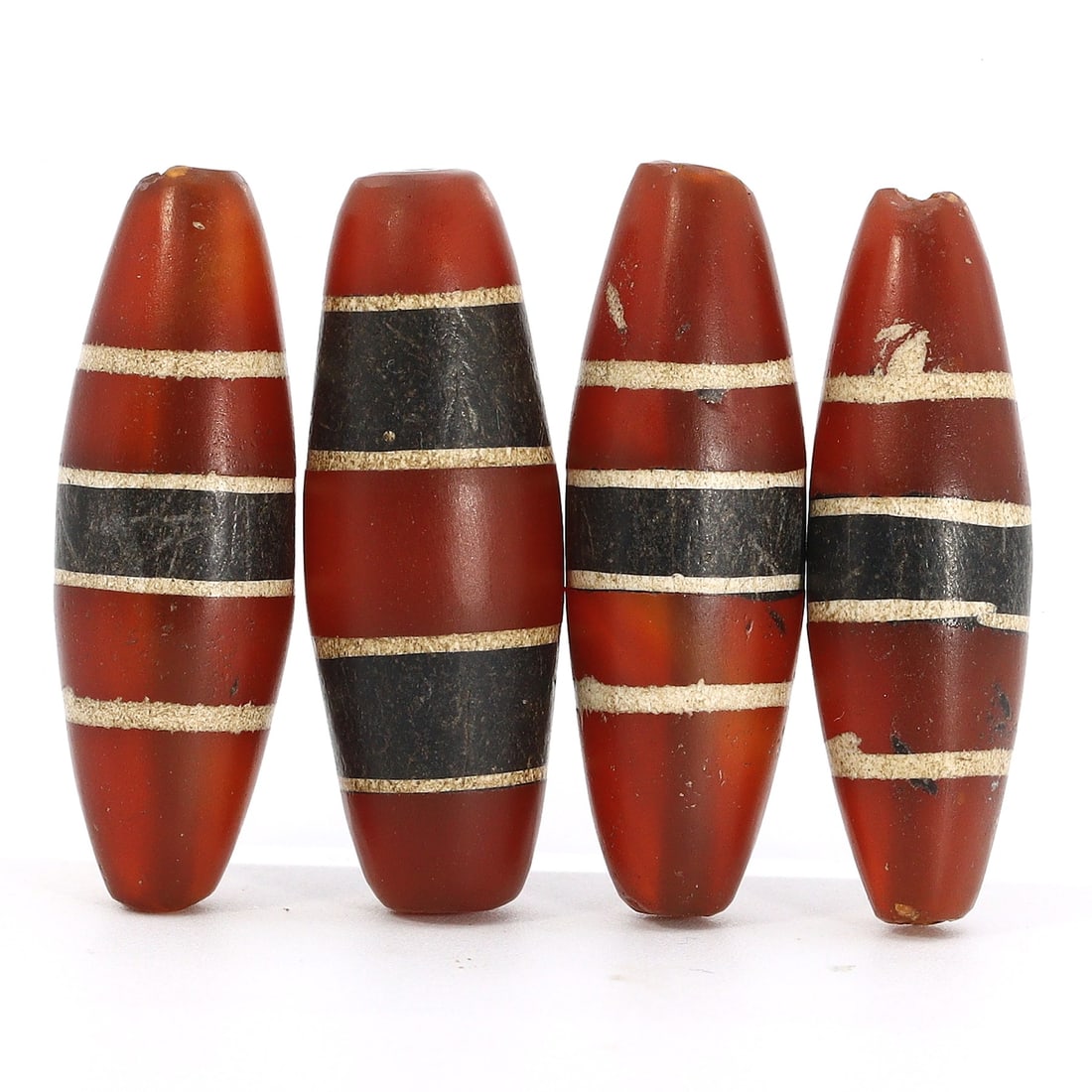Antique Tibetan Etched Stripes Chung Dzi Bead Set (18th-19th Century AD) (1 of 2)