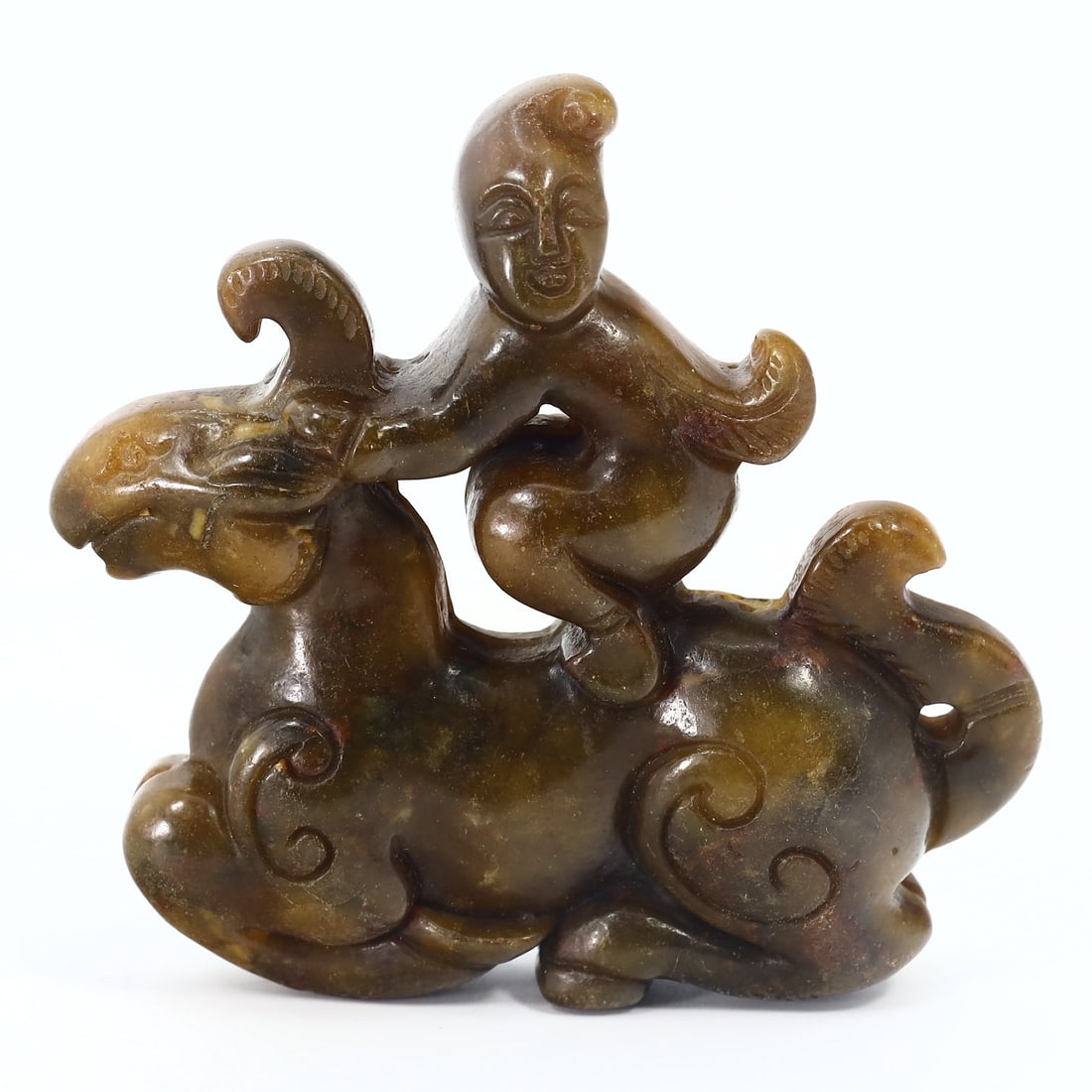Ancient Jade Carving - Kid Riding on Horse - 19th-20th Century Chinese (1 of 3)