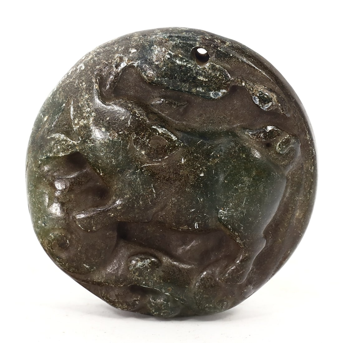 Antique Chinese Qing Dynasty Double Convex Jade Carving Amulet (19th Century AD) (1 of 3)