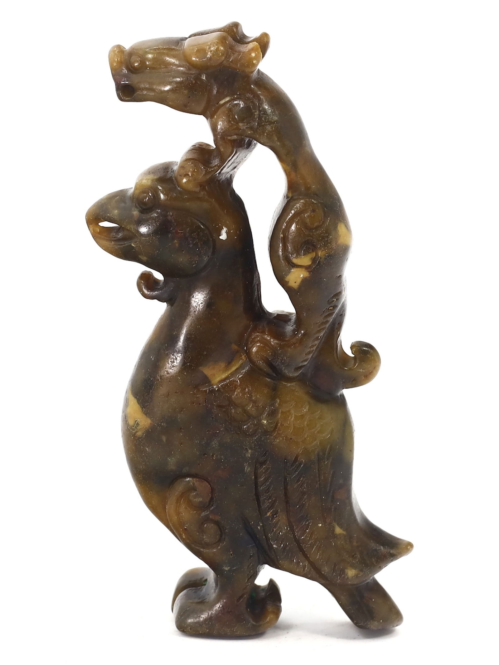 Majestic Ming Dynasty Style Jade Dragon and Phoenix Sculpture, 20th Century (1 of 3)