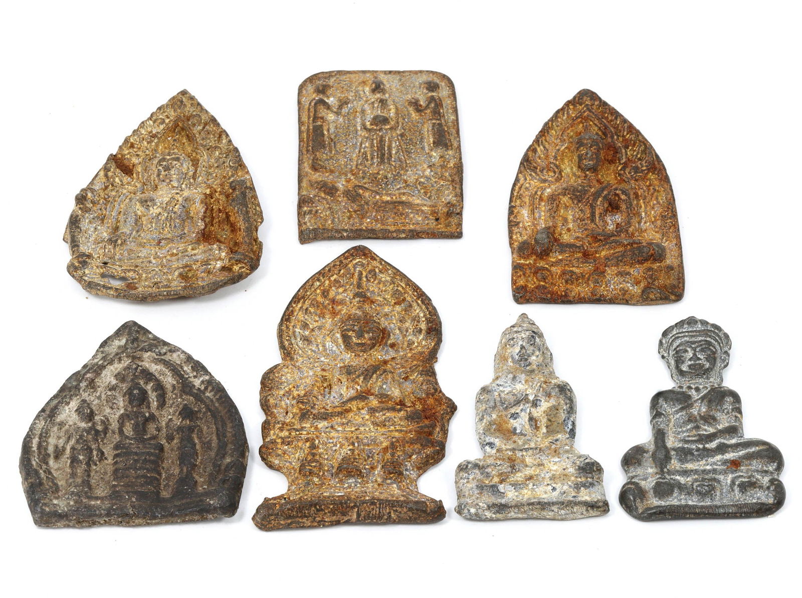 Group of 7 Tibetan & Himalayan Antique Votive Tablet Amulet, 17th-19th AD (1 of 2)