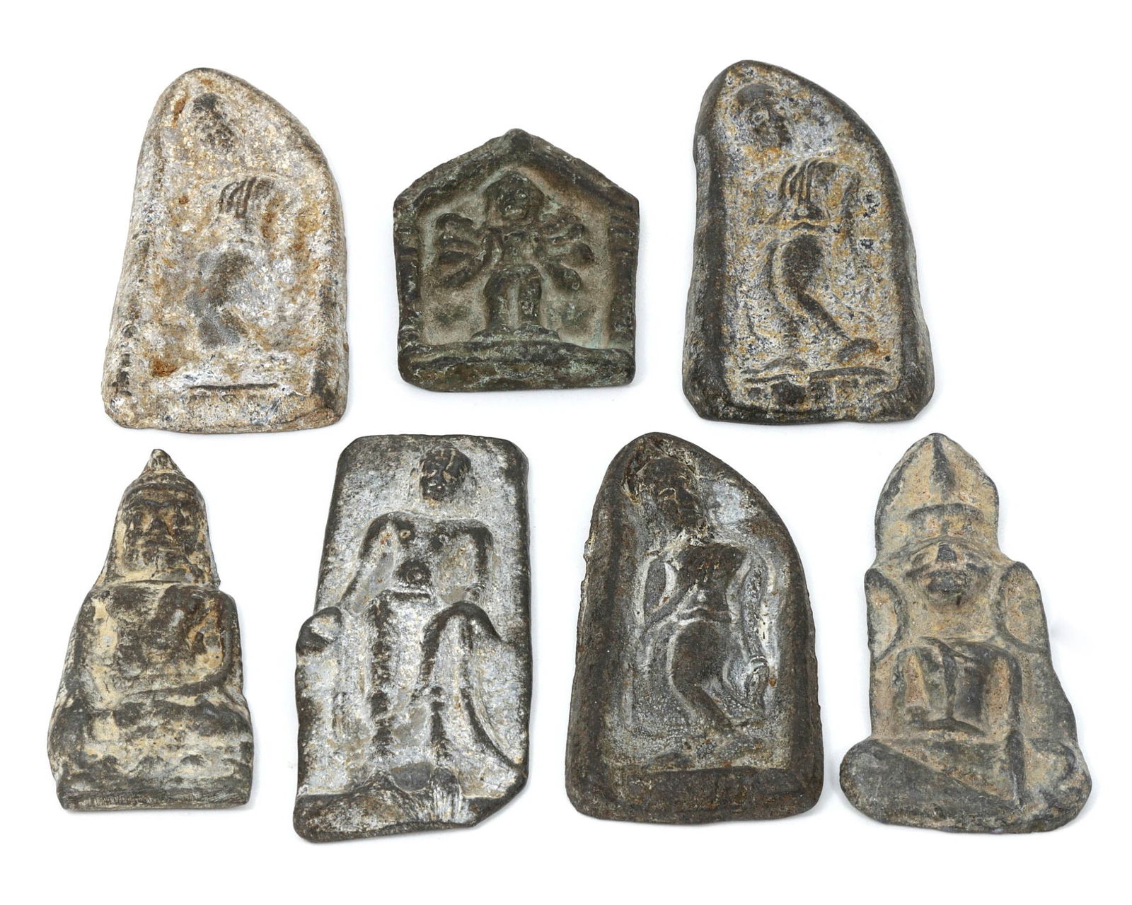 Group of 7 Tibetan & Himalayan Antique Votive Tablet Amulet, 17th-19th AD (1 of 2)