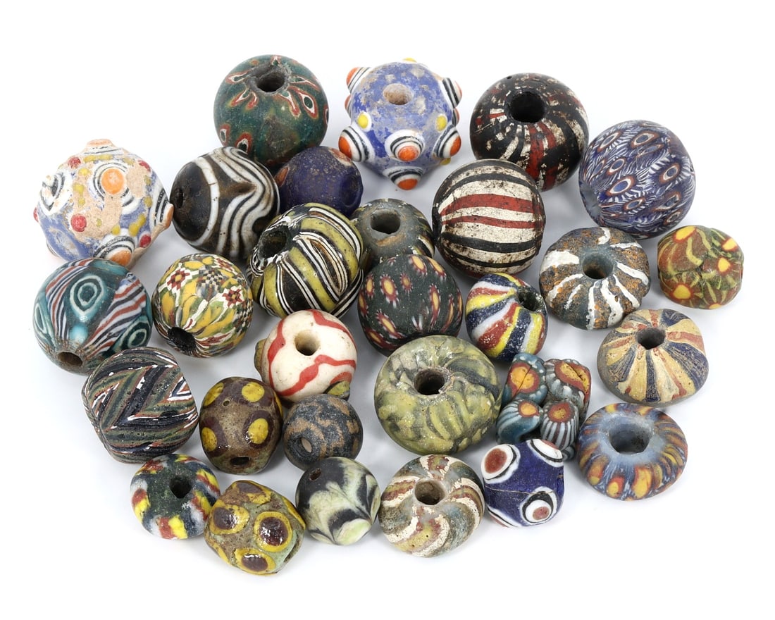 Group of 29 Vintage Art Deco Millefiori Glass Beads, Colorful Collectibles,with - Free Shipping: Dimension: 12-20mm Introduction: This exceptional collection of 29 Art Deco-era Millefiori glass beads reflects the exquisite craftsmanship of early 20th-century artisans. With dimensions ranging thes