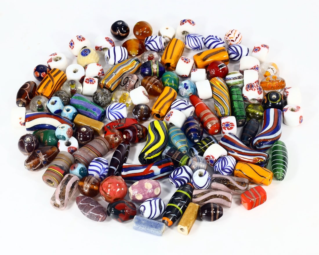 Group of 110 Vintage Art Deco Millefiori Glass Beads, Colorful Collectibles,with - Free Shipping: Dimension: 14-42mm Introduction: This exceptional collection of 110 Art Deco-era Millefiori glass beads reflects the exquisite craftsmanship of early 20th-century artisans. With dimensions,these ornam