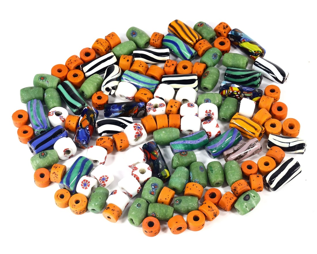 Group of 120 Vintage Art Deco Millefiori Glass Beads, Colorful Collectibles,with - Free Shipping: Dimension: 13-34mm Introduction: This exceptional collection of 120 Art Deco-era Millefiori glass beads reflects the exquisite craftsmanship of early 20th-century artisans. With dimensions ranging fro